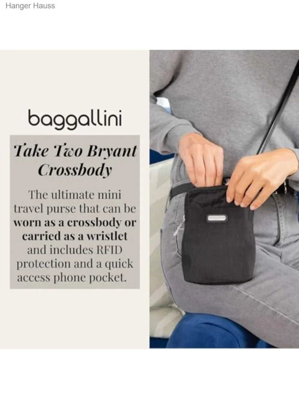 Water-Resistant Nylon RFID Blocking Mini Crossbody Bag with Adjustable Strap